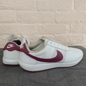 Pre-owned Nike Women's White/Maroon Cortez Spikeless Golf Shoes Size 9.5us